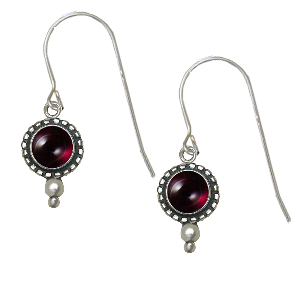 Sterling Silver Little Garnet Gemstone Drop Dangle Earrings